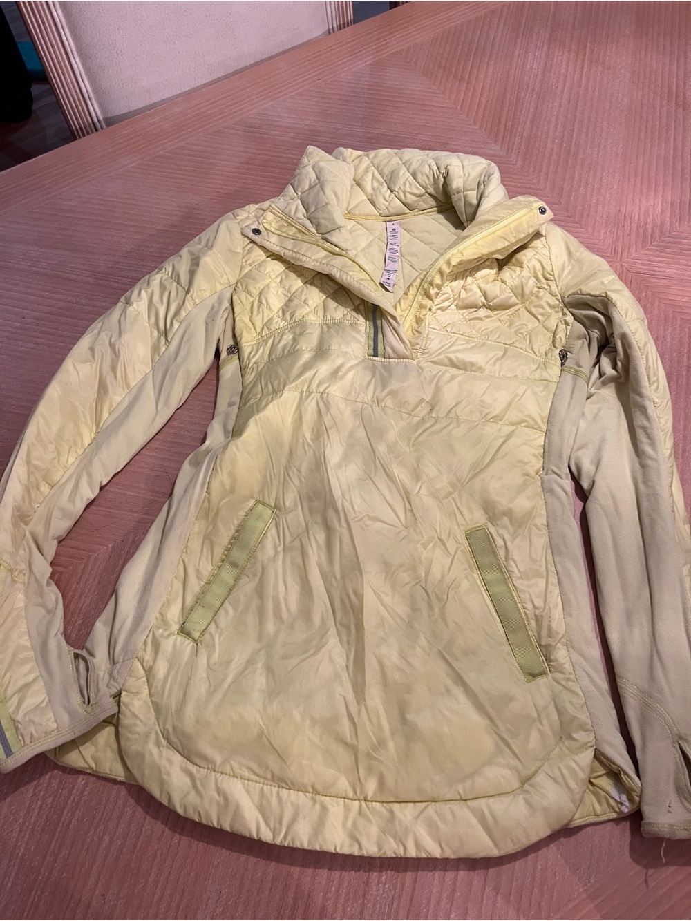 Lululemon Light Yellow Women's Quilted Pullover Jacket